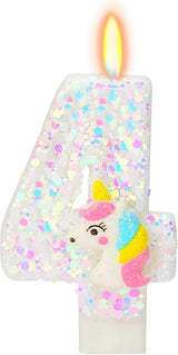 Birthday Candles for Girl Number 4 Candle for Cake Unicorn Party