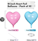 Pink Blue Heart Balloons, 18 Inch Pastel Blue Pink Foil Heart