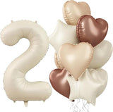 Large Number 2 Balloons, 40'' Beige Nude 2 Balloon with Foil Cream