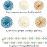 Light Dusty Blue Beige Champagne Boho Party Decorations 23pcs Baby