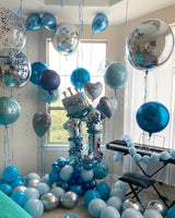 Bezente Blue Balloons Set,60pcs 12 inch Metallic Blue Pearl Blue Navy