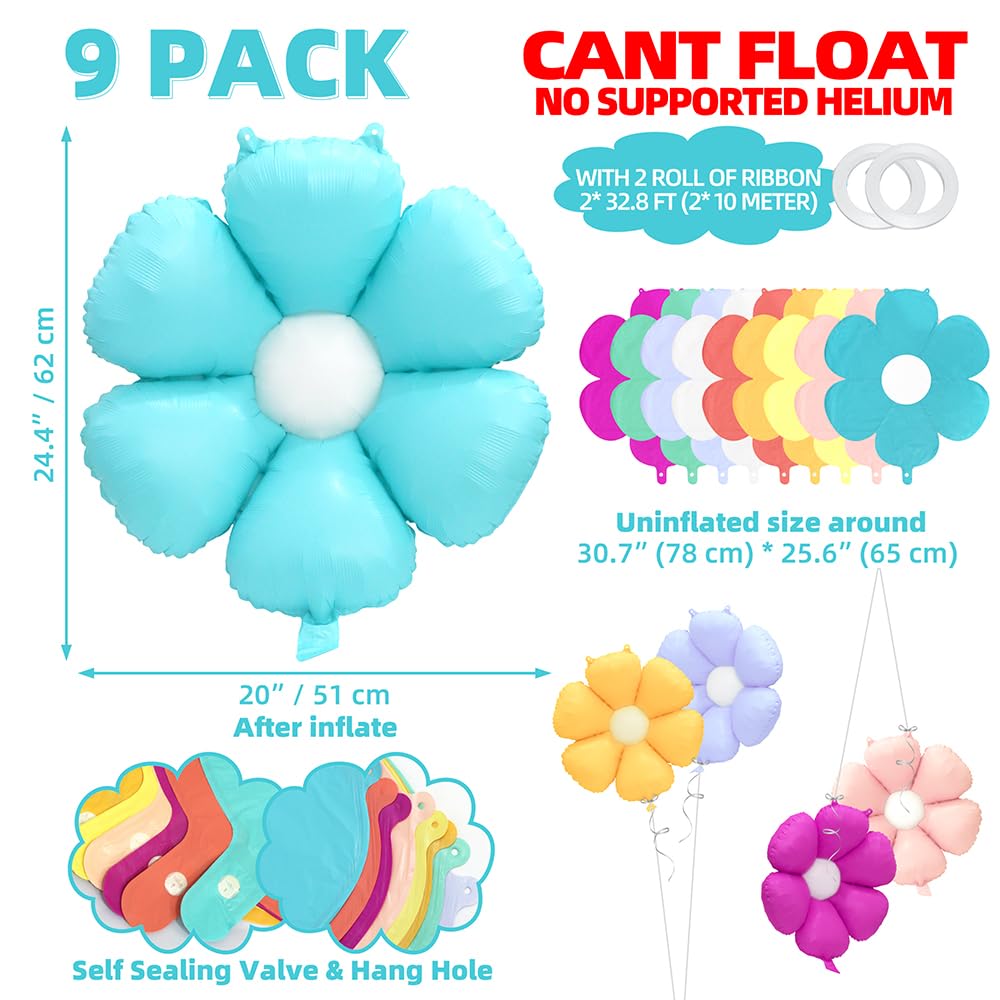 Cute Matte Daisy Flower Balloon Rainbow Garland Groovy Boho Daisy