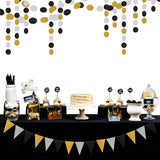 Silver Black Gold Party Decorations - 52Ft Paper Streamers Garland