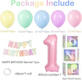 First Birthday Decorations For Girl 40 Inch Pink 1 Number Pastel