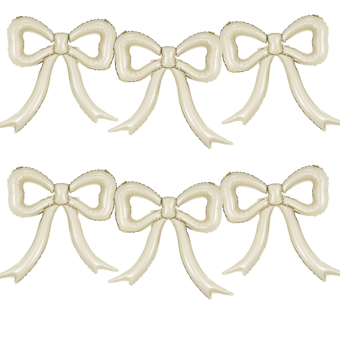 6pcs Cream White Bow Foil Balloons Mylar Bow Balloons for Coquette