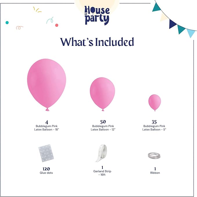 HOUSE OF PARTY Pink Balloon Garland - Baby Pink Balloons, 5/12/18