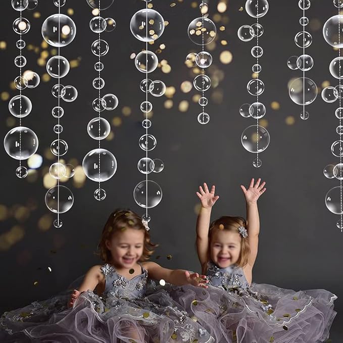 Transparent Bubble Garlands Mermaid Party Decoration Colored Blue Flat