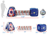 UTEX 3pc Space Astronaut Pop Up Play Tents with Tunnels for Kids,