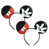 CHuangQi 2pcs Mouse Ears Headbands with Shiny Bow Double-sided Sequins