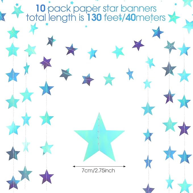 Patelai Glitter Star Garland Banner 2026 Graduation Decor 130 Feet #3