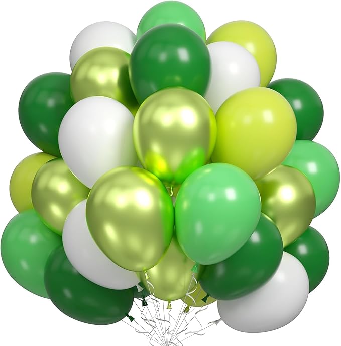 60PCS Green Party Balloons, Dark Green Emerald Green Lime Greens