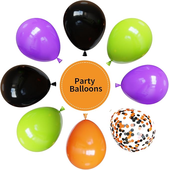 Halloween Party Balloons, 67pcs 12 Inch Black Orange and Purple Green