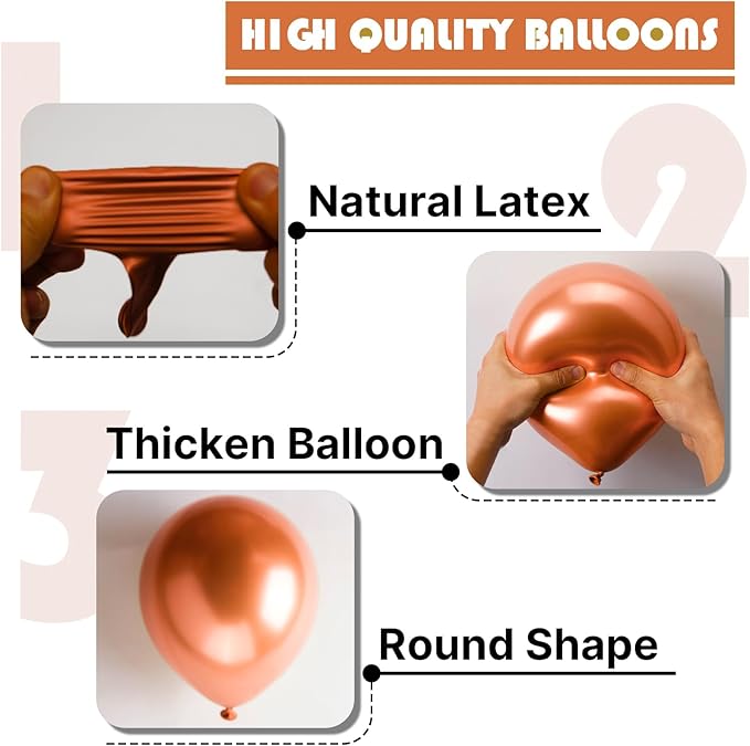 PartyWoo Rose Gold Balloons 100pcs 12 Inch Metallic Chrome Rose Gold