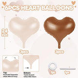 Paready 24 Inch Beige Brown Heart Balloons, Coffee Apricot Heart