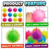 Bedwina Puffer Balls (Pack of 12) - Squishy Balls for Kids Neon Party