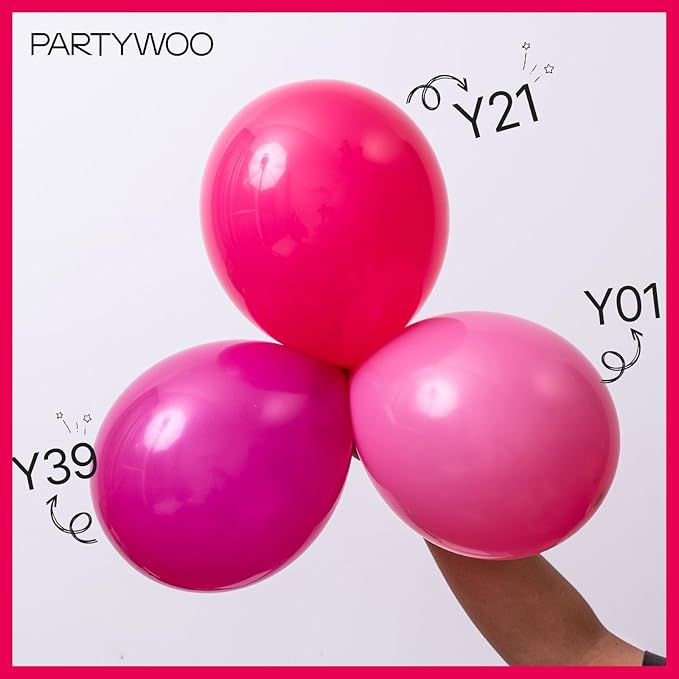 PartyWoo Hot Pink Balloons 140pcs Different Sizes of 18 12 10 5 Inch