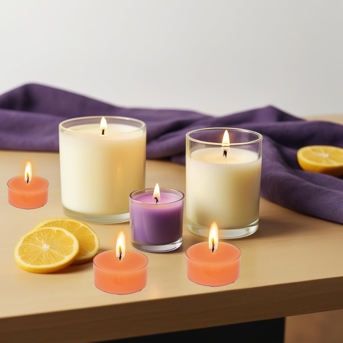 Citrus Scented Tealight Candles, Orange Scent Tea Lights Candles Clear