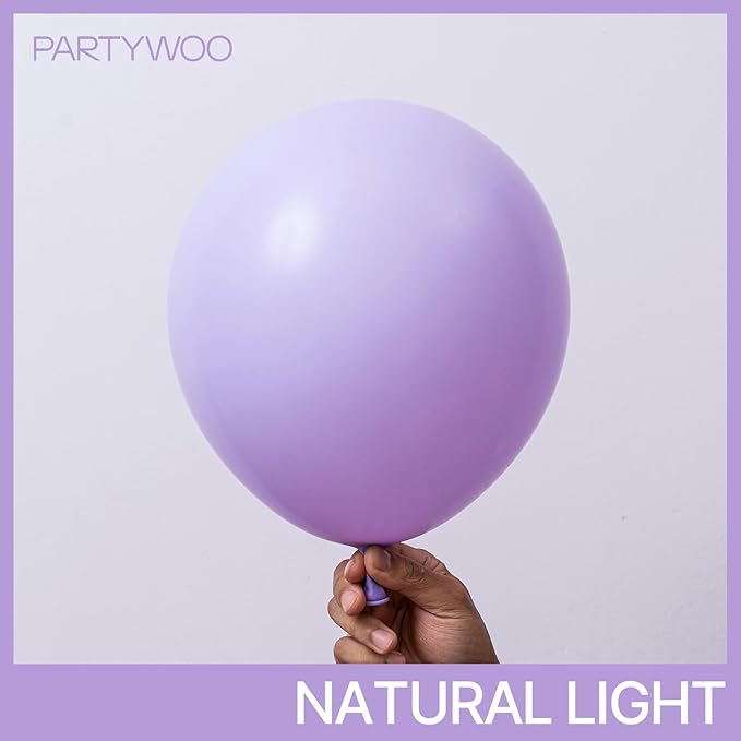 PartyWoo Pastel Purple Balloons 100 pcs Different Sizes Pack of 36 18