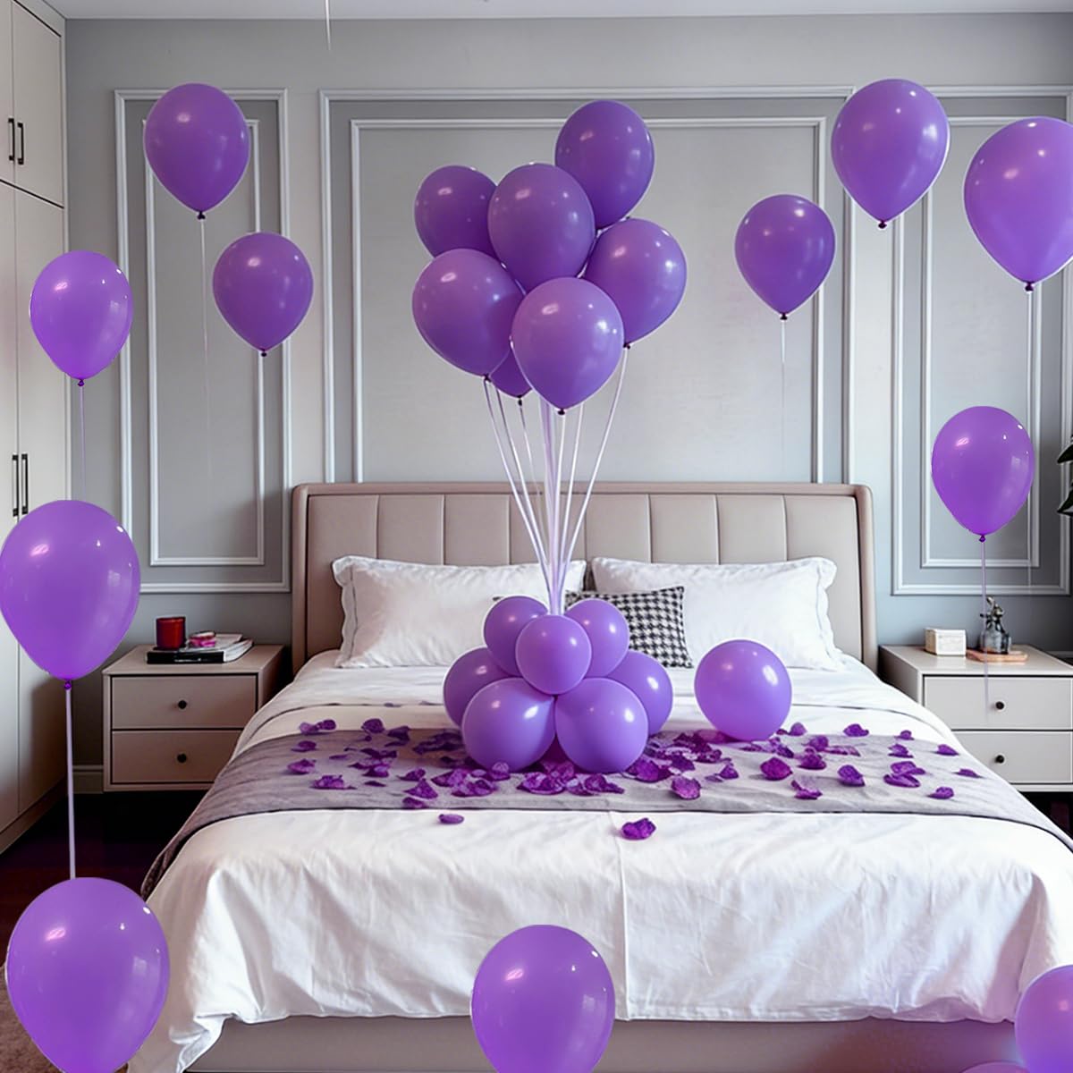 MEBAY Purple Balloons, 100pcs 12 inch Matte Latex Party Balloons for