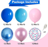 HILAVO Pink and Blue Balloons 12 Inch Pastel Metallic Blue Baby Light