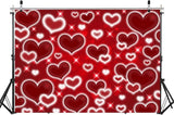 Red Heart Photo Backdrop Valentines Decorations 10x8FT Early 2000s