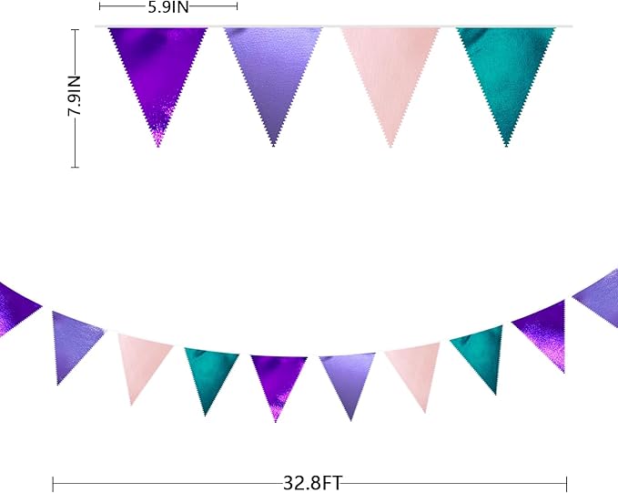 Mermaid Party Decorations Purple Pink and Teal Aqua Metallic Fabric