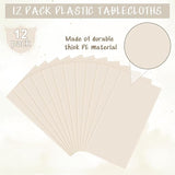 12Pcs Beige Tablecloths for Rectangle Tables,Disposable Plastic Ivory