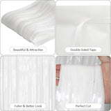 PIGETALE 2 Pack 3.2 ft x 8.2 ft White Tinsel Curtain Party Backdrop