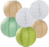 Olive Sage Green Boho Party Decorations Streamers Lanterns 14pcs