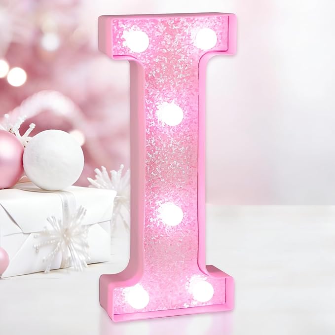 Pink Light Up Letters, LED Marquee Letters for Table, Small Glitter #1