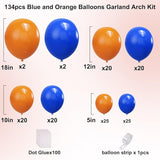 YMSZ Blue and Orange Balloons Arch Kit, 134pcs Royal Blue and Orange