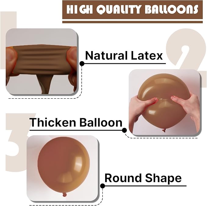 PartyWoo Brown Balloons 50 pcs 12 Inch Latex Helium Neutral Balloons