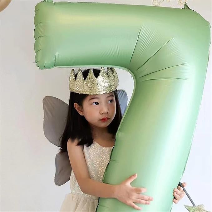 Sage Green 5 Balloons, 40" Giant Helium Foil Number 0-9 Olive Green