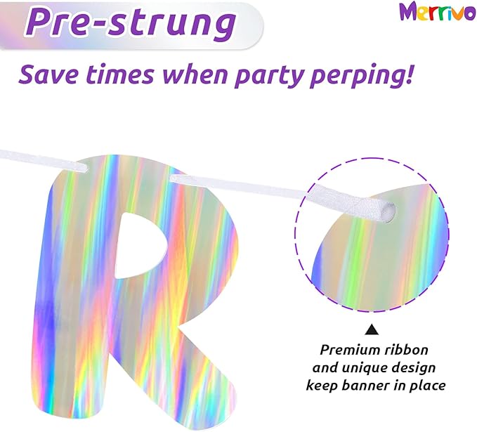 Iridescent Older Wiser Hotter Banner, Pre-Strung Funny Birthday