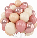 Retro Blush Pink Balloons, 60 Packs 12 Inch Dusty Pink Metallic