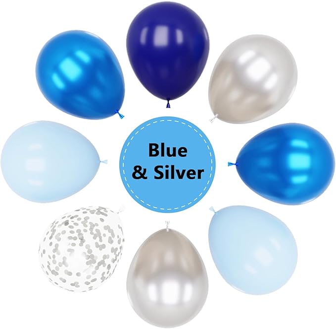 YMSZ Blue and Silver Balloons, 67pcs 12 Inch Navy Blue Balloon
