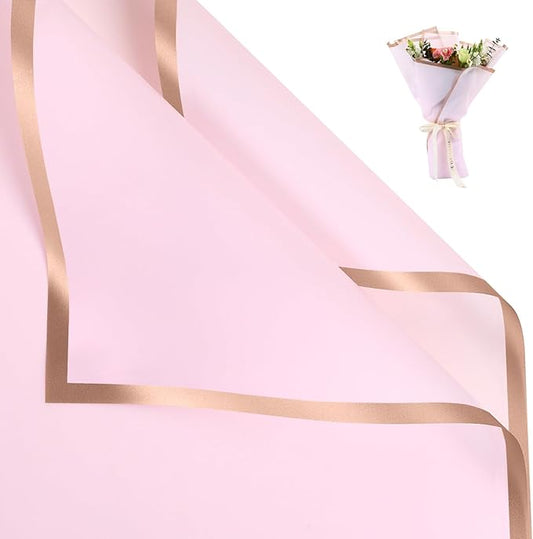 NESCCI 20 Sheets Pastel Pink Floral Bouquet Wrapping Paper -