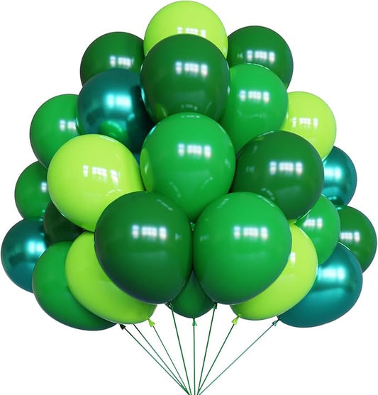 YMSZ Green Balloons, 67pcs 12 Inch Metallic Green Dark Green Lime