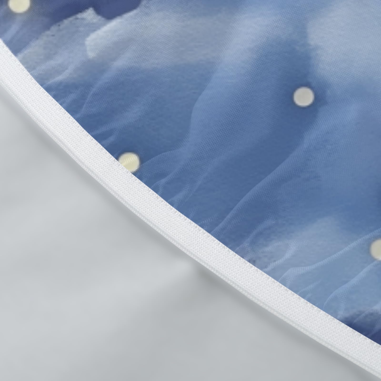 Dark Blue Round Tablecloth 48-52 inch, Stars Clouds Fitted Table Cloth