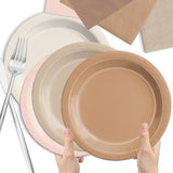 Boho Baby Shower Decorations 60Pcs Neutral Gradient Brown Plates and