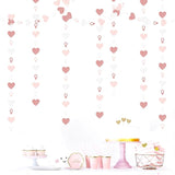 Rose-Gold Pink White Heart-Ring Garland - 52Ft Engagement