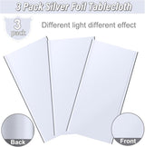 3 Pack Silver Plastic Tablecloth, Disposable Rectangle Table Covers,