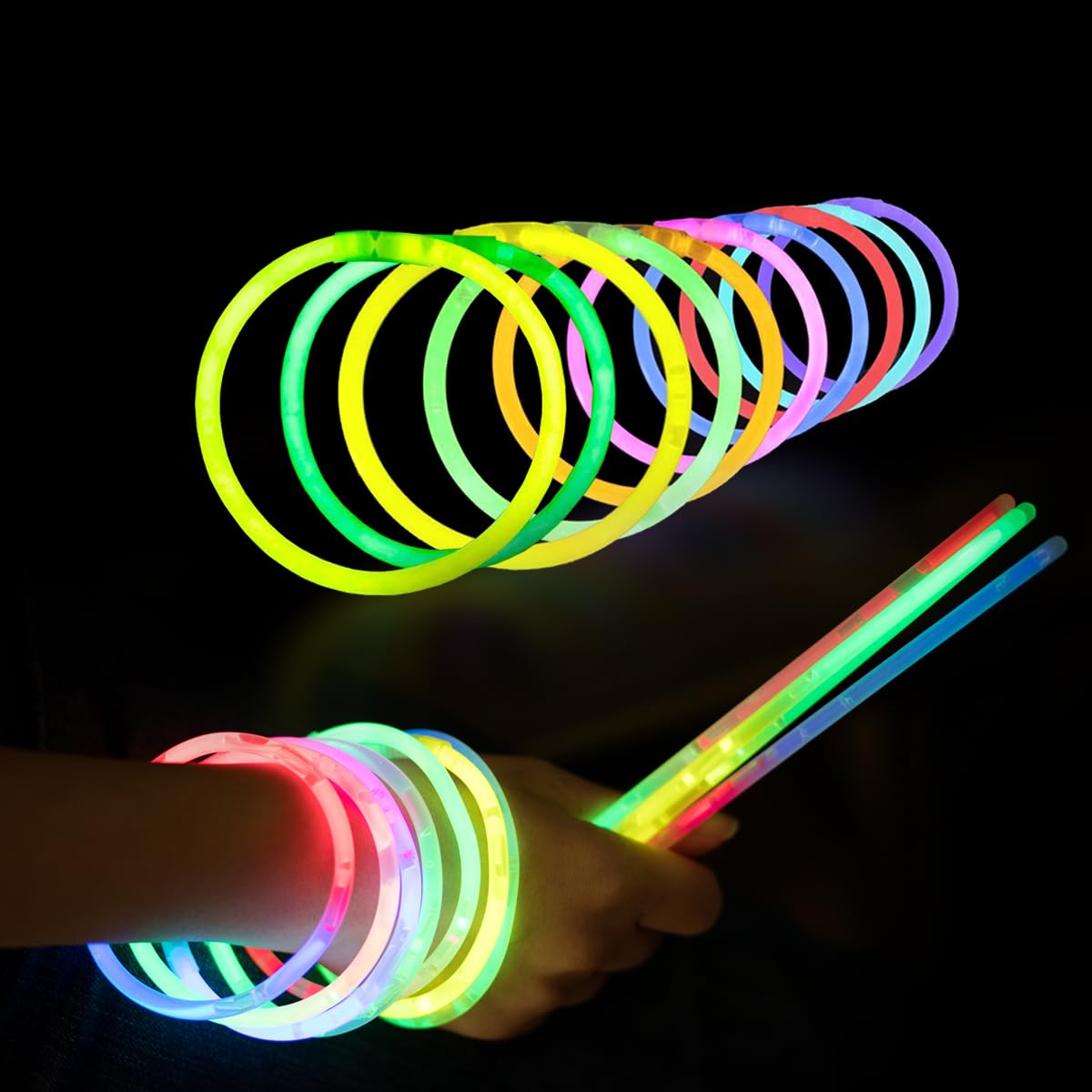 410 Pcs Glow Sticks Bulk, Glow in The Dark Party Supplies, 12 Hours