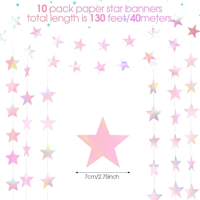 Patelai Glitter Star Garland Banner 2026 Graduation Decor 130 Feet #11