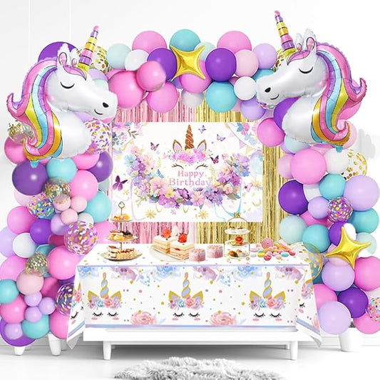 Unicorn Party Decorations Kit 135 Piece Set with 3D Foil Balloons