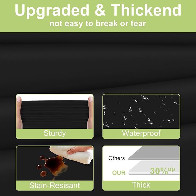 QIKSION Black Plastic Table Cloth Disposable 6 Pack, 54 x 108 Inch