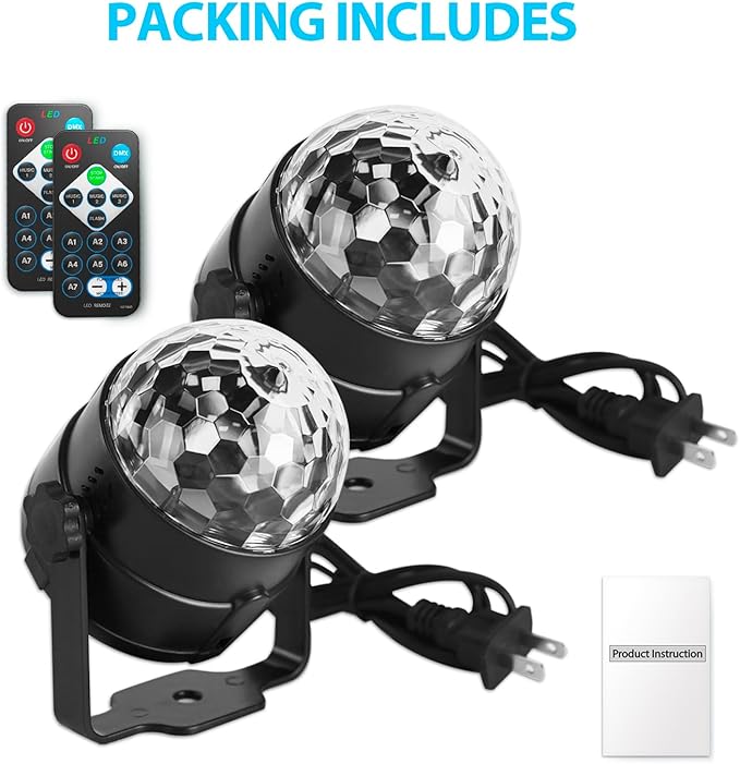 NEQUARE Disco Ball DJ Party Lights Sound Activated with Remote