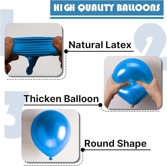 PartyWoo Metallic Blue Balloons 100pcs 5 Inch Small Mini Chrome Blue