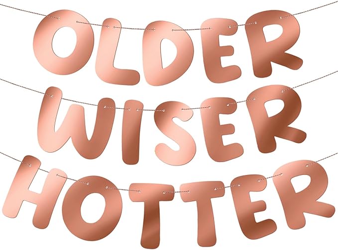 Fulmoon Set of 3 Pre Strung Older Wiser Hotter Glitter Banner Funny #3