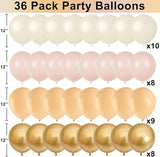 White Sand Gold Balloons Set, 12 Inch Double Stuffed Blush Beige Boho